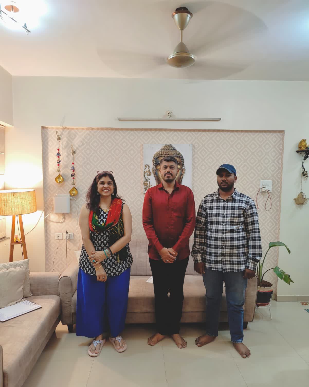 Rruchi Modayi with clients after a home consultation